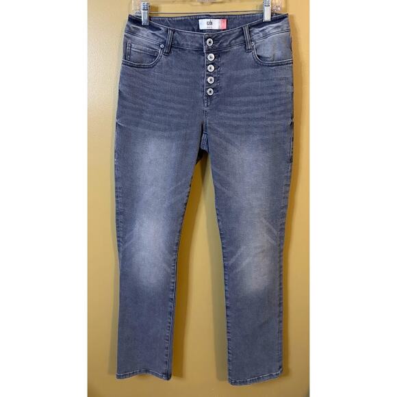 Cabi Button Fly Gray Wash Straight Jeans Size 6 - Picture 1 of 7